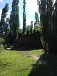 a cabin in the middle of a field with trees at Mil Piedras Cabins in Potrerillos