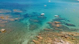 an aerial view of boats in the water at Résidence & Hotel U Livanti ECOLABEL in Propriano