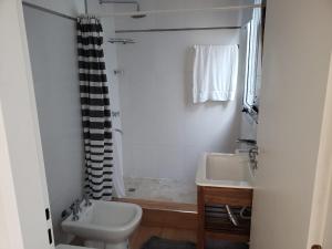 a bathroom with a sink and a toilet and a shower at Lugones in Ezeiza +31 photos