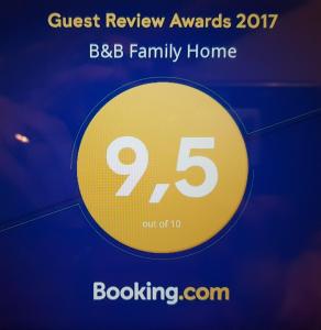 Certifikát, hodnocení, plakát nebo jiný dokument vystavený v ubytování B&B Family Home