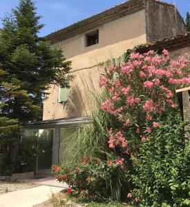 サリアンにあるLa Villa d'Arthureのピンクの花の家