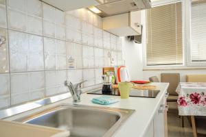 a kitchen with a sink and a counter at Apartment Mirela in Savudrija