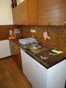 a kitchen with a stove top and a sink at Studio Apartment Carli in Savudrija