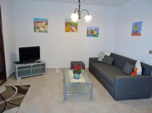 a living room with a couch and a tv at Apartment Gioia in Savudrija