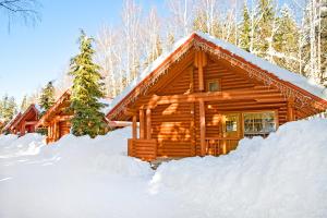 a log cabin in the snow at Hotel Yastrebets Wellness & Spa in Borovets