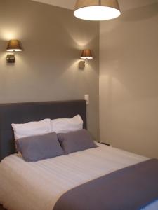 ボレーヌにあるLe Chêne Vertのベッドルーム1室(大型ベッド1台、枕2つ付)