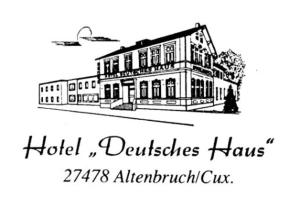 un dibujo en blanco y negro del hotel deutsche haus en Hotel Deutsches Haus en Cuxhaven