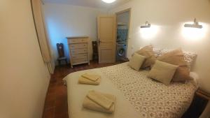 a bedroom with a bed with two pillows on it at VILLA TRUCHET, Place du Forum, calme, wifi in Arles