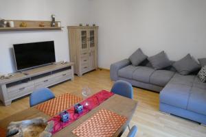 - un salon avec un canapé et une télévision dans l'établissement Sonnenhaus Bara, à Winterberg