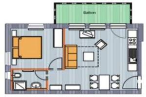 a floor plan of a building with at Haus Grete Wohnung 13 in Ostseebad Koserow