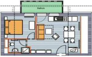 a floor plan of a building with a green at Haus Grete Wohnung 15 in Ostseebad Koserow