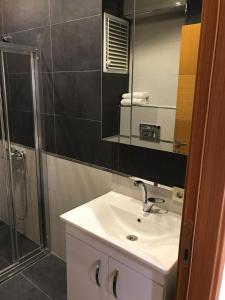 y baño con lavabo y ducha. en Golden Arrow 3, en Estambul