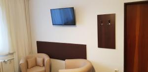 Televízia a/alebo spoločenská miestnosť v ubytovaní Pension & Restaurace Na Rychtě