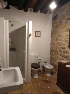 a bathroom with a toilet and a tub and a sink at La Costera en Liérganes, Cabarceno in Liérganes