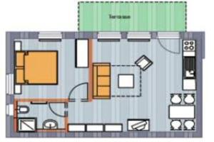 planta de una habitación con en Haus Clara Wohnung 02 en Ostseebad Koserow