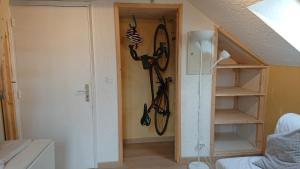 ル・ブール・ドアザンにあるStudio La Muzelle Bourg d'Oisansの壁掛け自転車付きの部屋