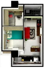 un modelo de casa pequeña con diferentes habitaciones en Jarrdin Cihampelas C2218, en Bandung