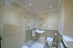 ein Bad mit einer Dusche, einem Waschbecken und einem WC in der Unterkunft La Ribezza Boutique Hotel - Adults Only in Monforte dʼAlba