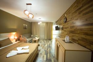 Kuchyň nebo kuchyňský kout v ubytování Hotel Dimasi