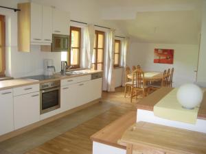 Kuchyň nebo kuchyňský kout v ubytování Apartments Spiegl Holzmann