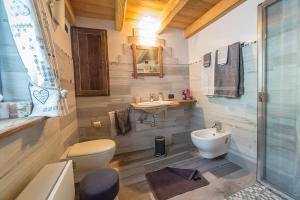 ein Bad mit einem WC und einem Waschbecken in der Unterkunft Alpe Rebelle in Bionaz