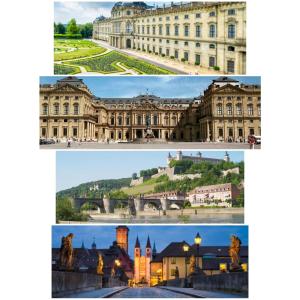 a collage of pictures of castles and buildings at Ferienwohnung Hornig Zwei Terrassen, Parkplatz, separater Eingang in Sulzfeld am Main +37 photos