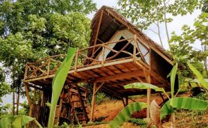 a tree house in the middle of a forest at Jungle bar Resto & Cottages in Port Barton