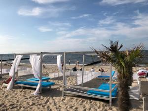 een groep ligstoelen op het strand bij Apartamenty Zielone Tarasy - visitopl in Kołobrzeg