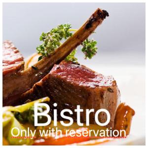 a plate of meat and vegetables with the words bieto only with reservation at Horenbecca Bistro & Wellness in Horebeke