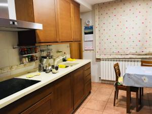 a kitchen with a sink and a counter top at Puerta de Sobrarbe - Torreciudad in El Grado