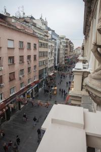 an overhead view of a street in a city at Knez Mihailova Apartman in Belgrade