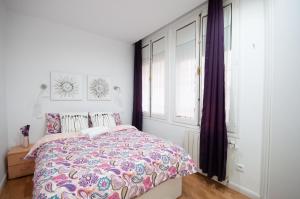 een slaapkamer met een bed en een raam bij Acogedor Apartamento Lavapies in Madrid