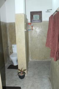 a bathroom with a toilet and a plant in it at Sujee Villa in Unawatuna