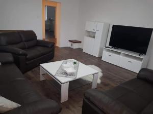 Televízia a/alebo spoločenská miestnosť v ubytovaní Apartmán Martin