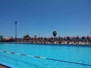 a large swimming pool with chairs and umbrellas at Tourist apartment-La Casa del Porto- alloggio turistico in Civitavecchia