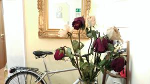 ローマにあるDreaming Navona Roomsの自転車の横に花瓶