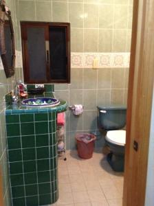 a bathroom with a toilet and a sink at Loft El Rosario in Tlayacapan