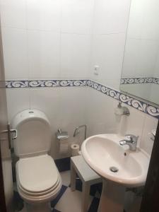 un bagno con un water e un lavandino di Casa da 25 a Espinho Altre 11 foto