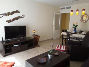 a living room with a flat screen tv and a couch at Amazing Condo in Alicante City Center in Alicante