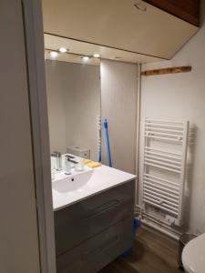 y baño con lavabo y espejo. en Studio port de plaisance, en Les Sables-dʼOlonne