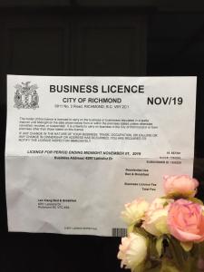 Certifikát, hodnocení, plakát nebo jiný dokument vystavený v ubytování Orchid House near Vancouver YVR Airport