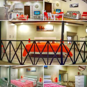 un collage di foto di una camera da letto e di un soggiorno di Gerry's House a Napoli