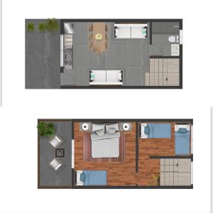 two views of a floor plan of a house at Matariki Sunset Apart Hotel in Hanga Roa