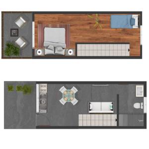 a floor plan of a house at Matariki Sunset Apart Hotel in Hanga Roa