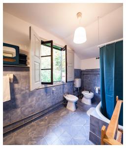 baño con 2 aseos y ventana en Quinta da Regadas en Arouca