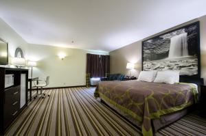 Super 8 by Wyndham Hull Street Midlothian Richmond Area客房内的一张或多张床位