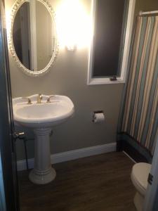 a bathroom with a sink and a mirror at Glacier Guest Room - PRIVATE ROOM IN SHARED HOUSE REDUCED PRICE ON TOURS in Juneau
