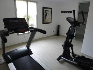 a room with a exercise bike and a treadmill at Cas'Anna Lidia - Hôtel De Charme in Feliceto