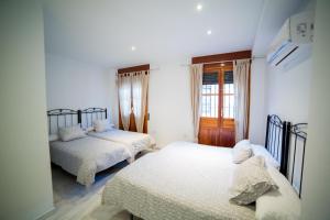 - une chambre avec 2 lits et une fenêtre dans l'établissement Casa Grande En Casco Historico, à Cordoue