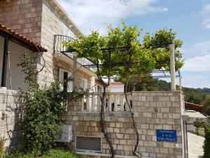 a tree on the side of a building at Apartments Villa Hansal in Saplunara